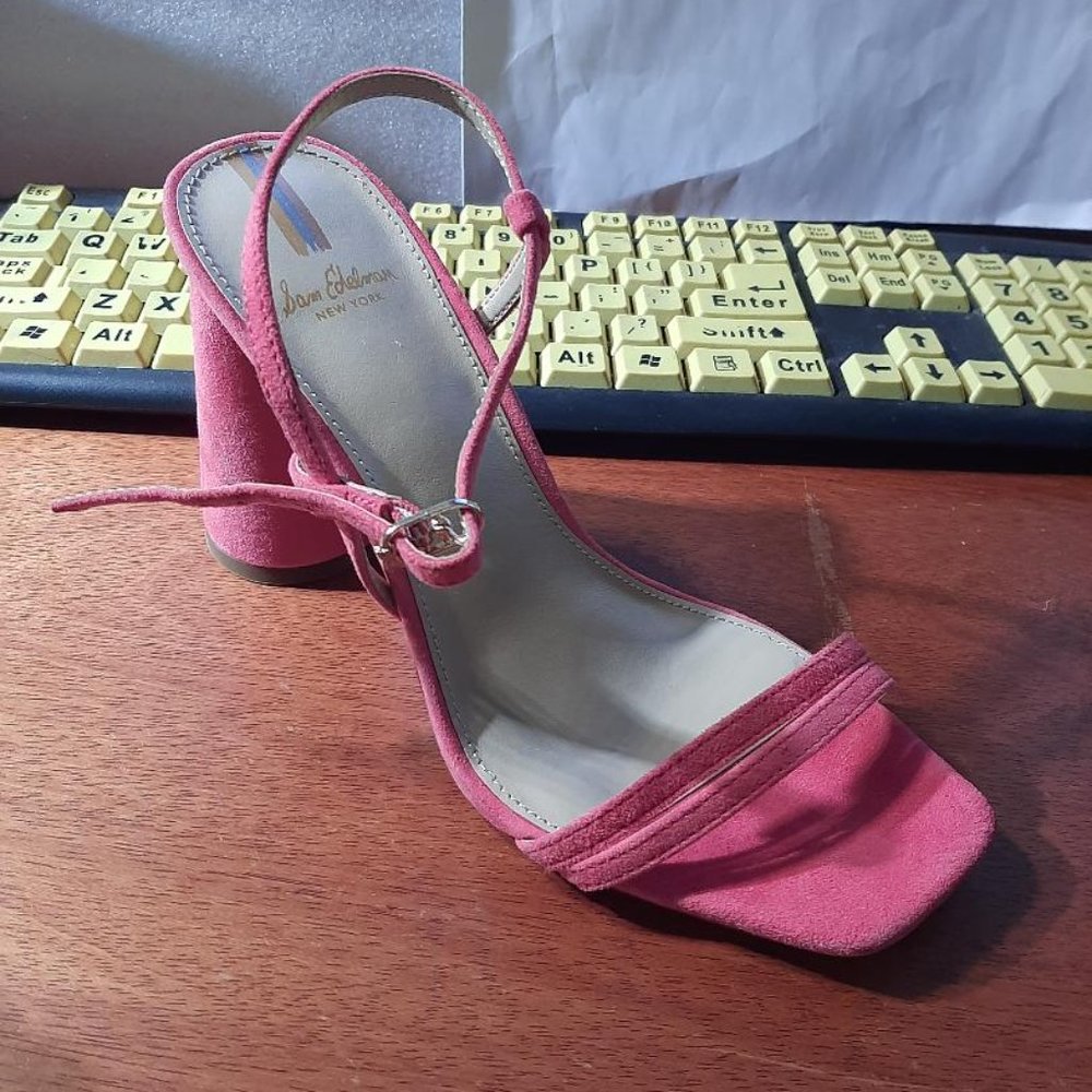 Sam Edelman New York Block Heels Sandals Pink Sz7 Worn Once Excellent Condition